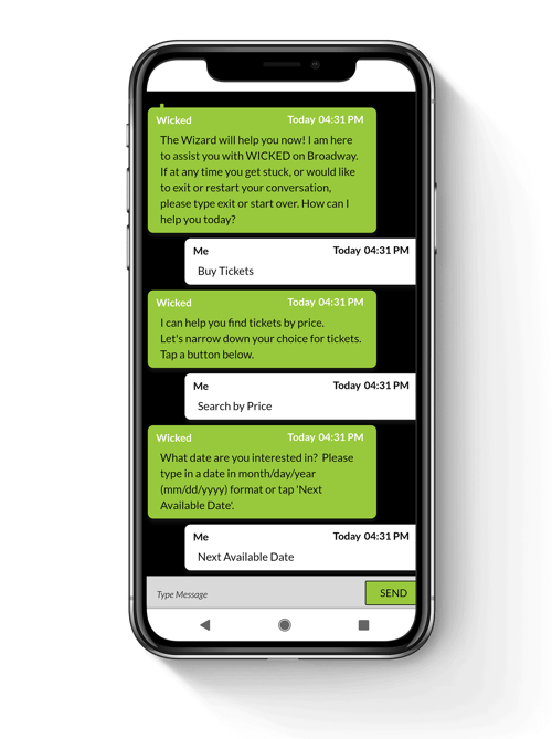 Wicked on Broadway Ticketing Assistant in web chat